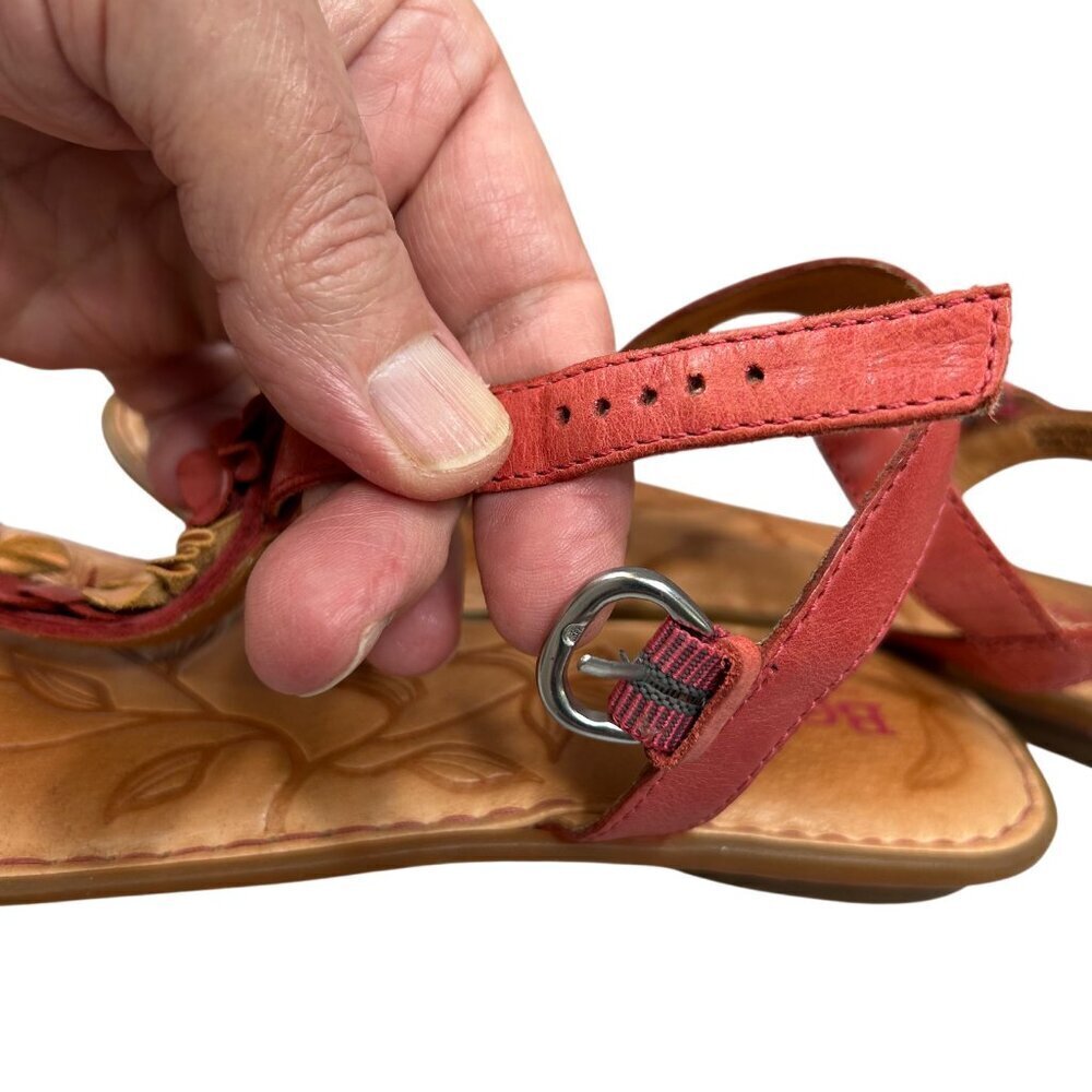Born Leather Orange Yellow Floral T-Strap Comfort Sandals US 8, EU 39 - Picture 10 of 14